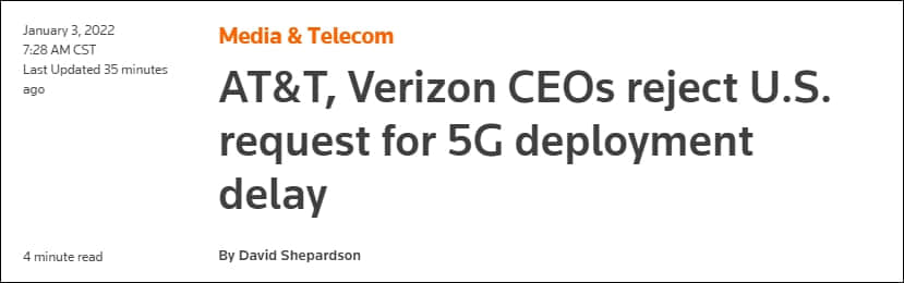 美政府再度要求推迟5G部署,两大电信商拿中国说事