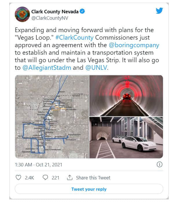 Boring公司可在拉斯维加斯更多地方修建隧道系统
