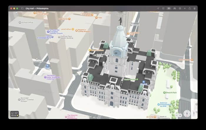 苹果为费城地图用户推出了新3D地标功能