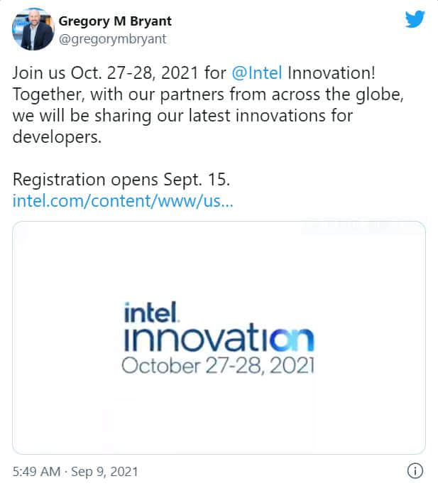 英特尔将于 10 月 27 日举办 Innovation 活动