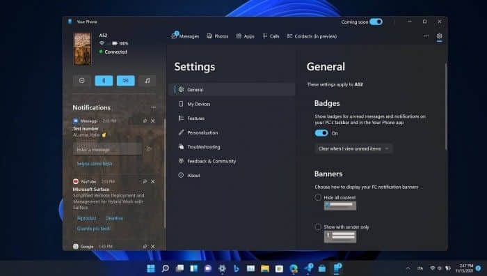 Windows 11新版你的手机应用程序外观大改