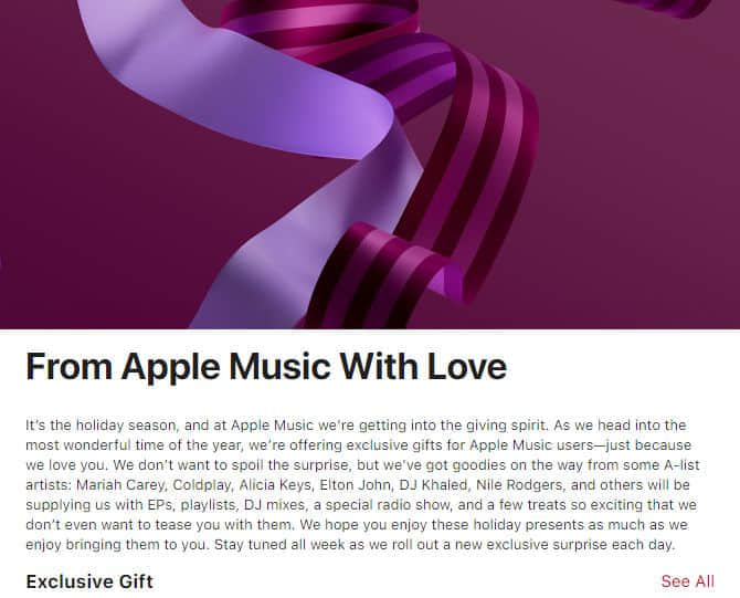 苹果推出From Apple Music With Love 订阅者可获独家礼品