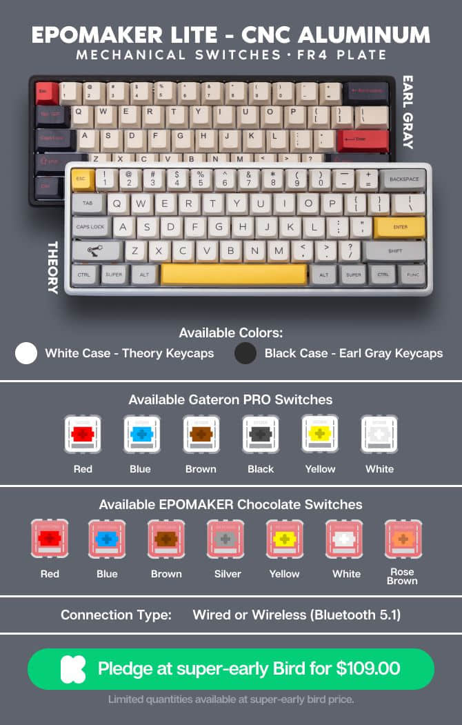 Epomaker推出完全可定制的Lite无线机械键盘