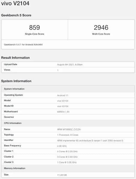 vivo X70现身Geekbench：将搭载天玑1200芯片
