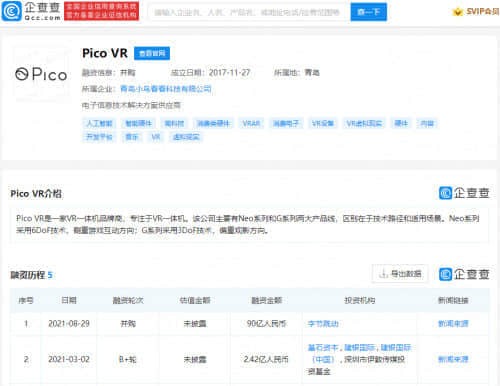 消息显示：字节跳动方注册pico元宇宙商标