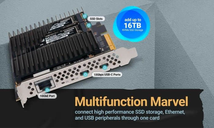 Sonnet发布新款McFiver PCIe扩展卡：板载双M.2、万兆电口+双USB-C