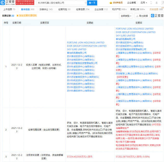 科沃斯新增经营范围集成电路芯片及产品销售