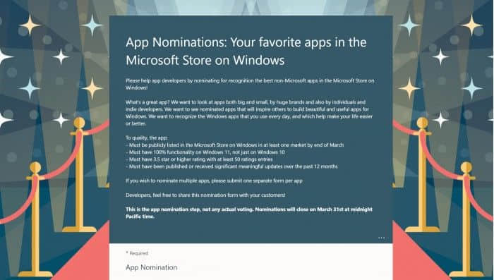 微软Microsoft Store“最受用户喜爱的应用程序”正接受提名