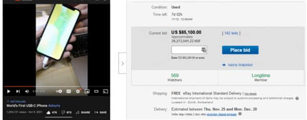 USB-C版iPhone X公开出售 出价已经抬升到55万块！