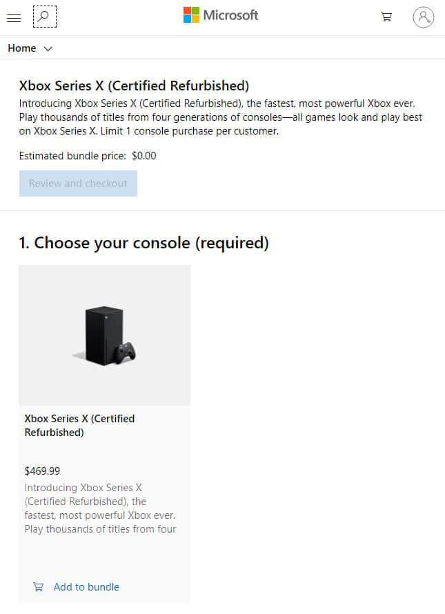 微软在美开售Xbox Series X官翻机 捆绑最低入手价552.47美元