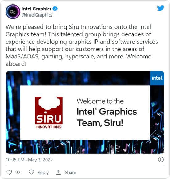 英特尔宣布收购Siru Innovations团队以增强图形IP技术储备