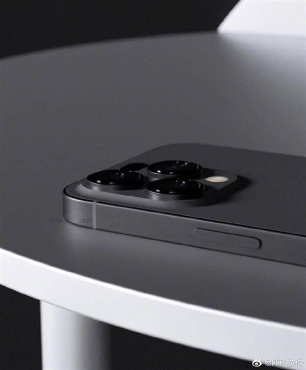iPhone 14 Pro太空黑概念渲染图曝光：感叹号挖孔、直角边框