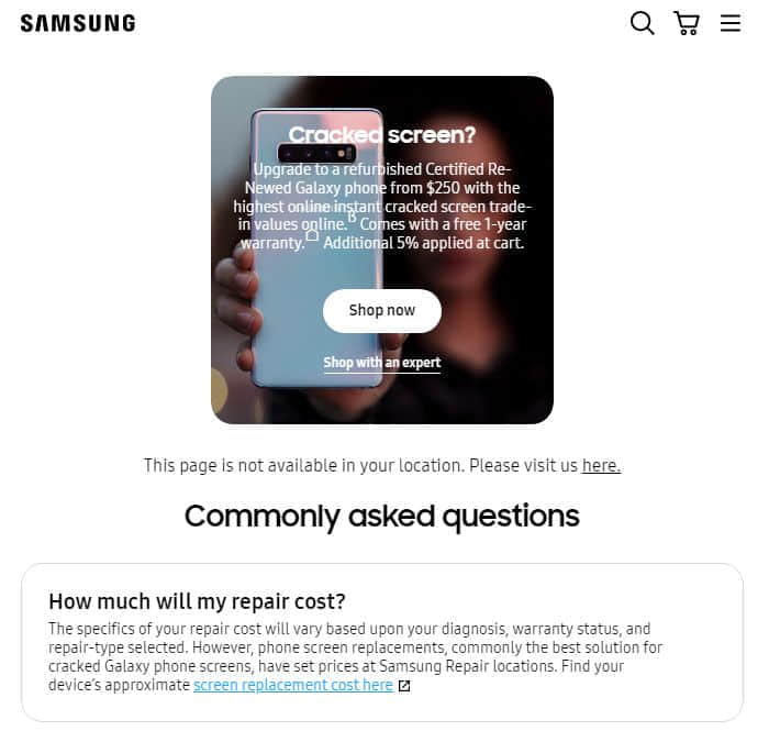 三星限时向美国Galaxy老设备用户提供低价换屏维修优惠