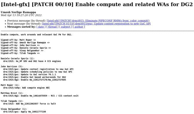 英特尔计划在Linux上启用ARC DG2/Alchemist计算支持