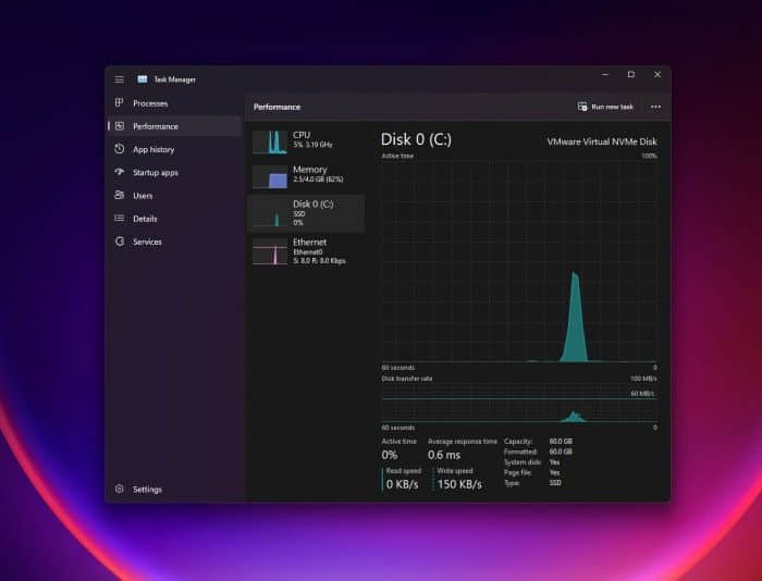 Windows 11任务管理器更新预览 更加多彩且支持黑暗模式