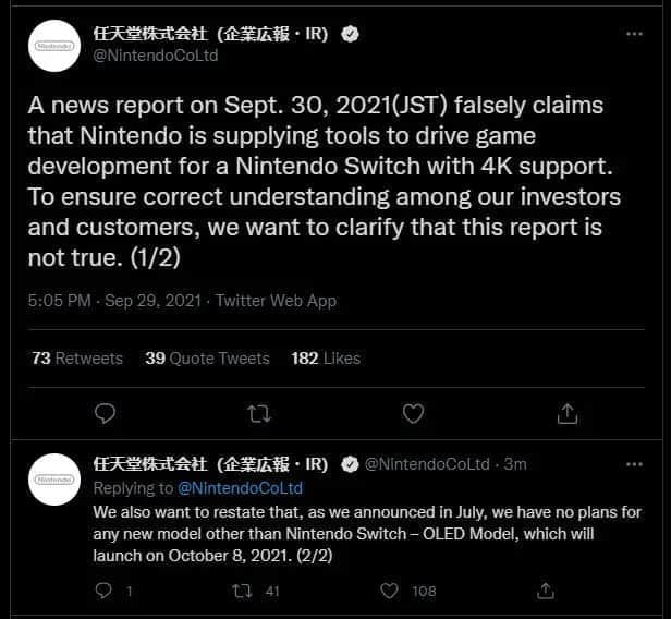 任天堂发新闻稿否认彭博社报道