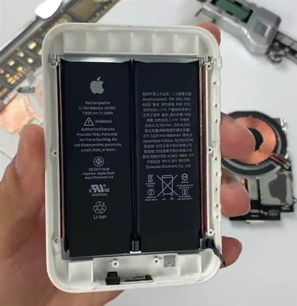 苹果MagSafe背夹式移动电源拆解：双电芯设计