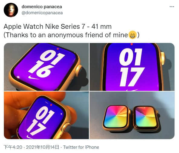 推特网友分享Apple Watch Series 7实物对比照片