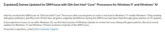 12 代酷睿处理器的游戏 DRM 加密兼容问题已解决