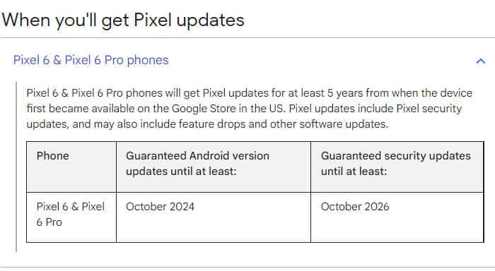 Google仅承诺为Pixel 6提供三年系统+两年安全更新支持