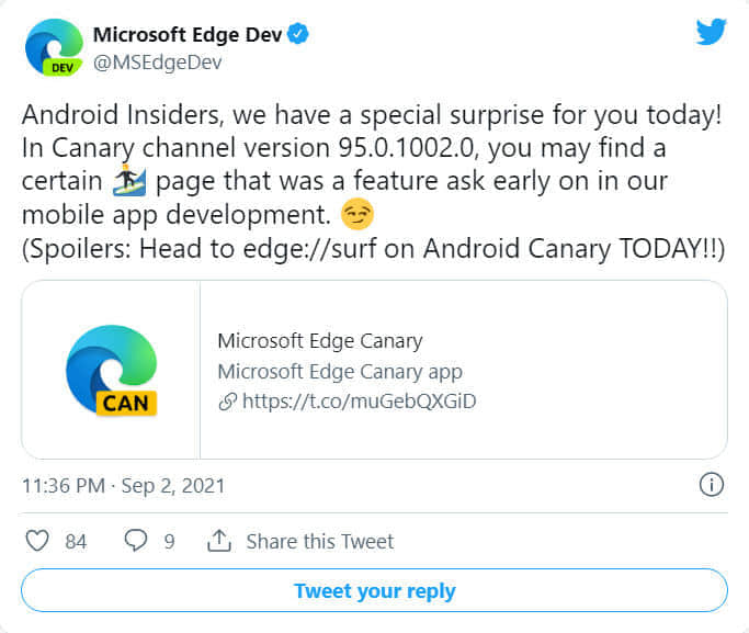 安卓手机已支持玩微软Edge浏览器隐藏冲浪小游戏
