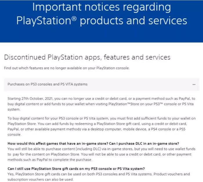 索尼本月开始将取消PS3和Vita商店的支付选项