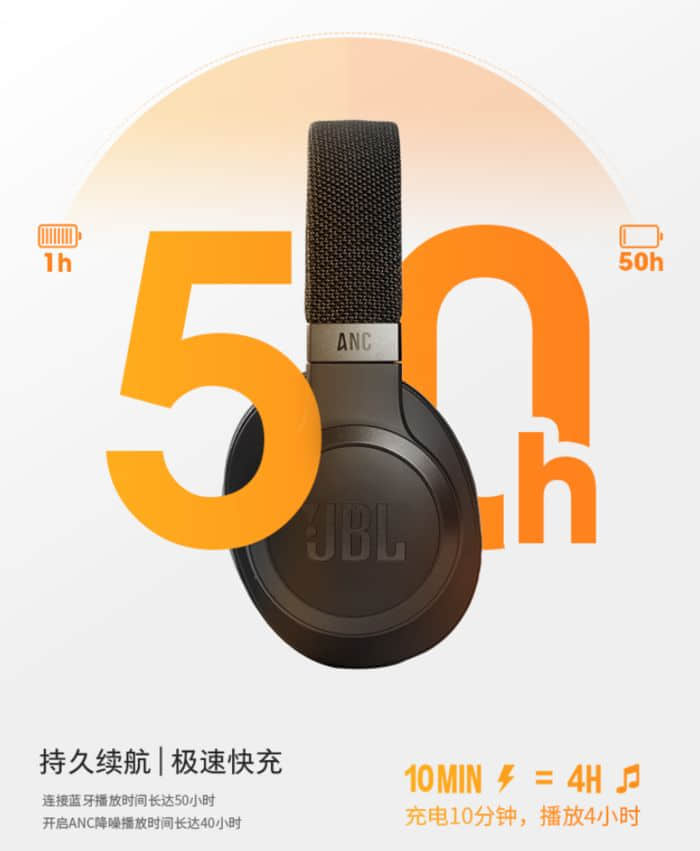 JBL发布LIVE 660NC头戴降噪耳机：续航可达50小时
