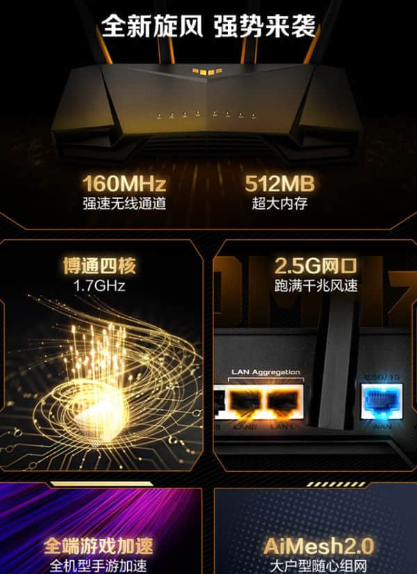 华硕新款AX3000 Wi-Fi 6路由上架：四核U配2.5G网口
