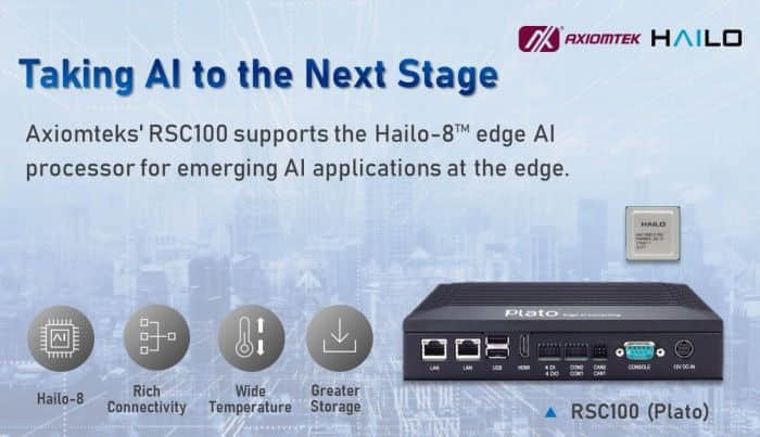 Axiomtek携手芯片制造商Hailo推出RSC100边缘AI计算机