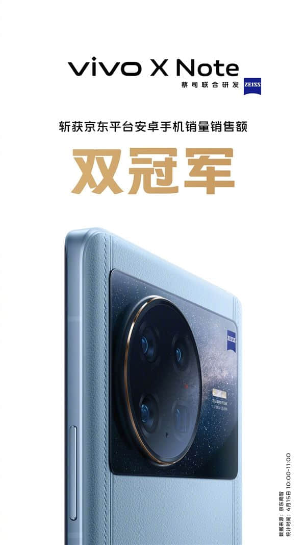 京东最火安卓手机诞生！vivo X Note销量销售额都是第一