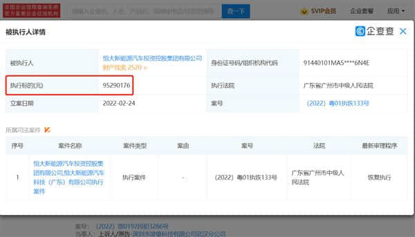 恒驰5上市再起波澜：恒大新能源汽车被强制执行近亿元