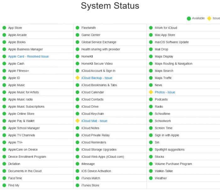 苹果iCloud故障导致部分服务区域速度缓慢或无法使用