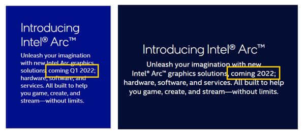 Intel Arc独立显卡又跳票？！官网移除“Q1发布”