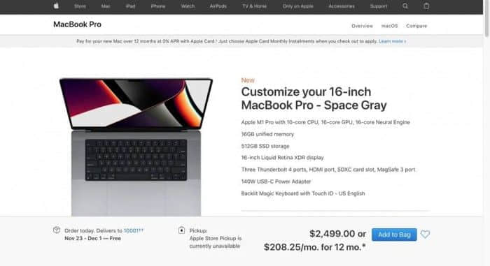 美国新款14/16��MacBook Pro交付日期最迟要12月中