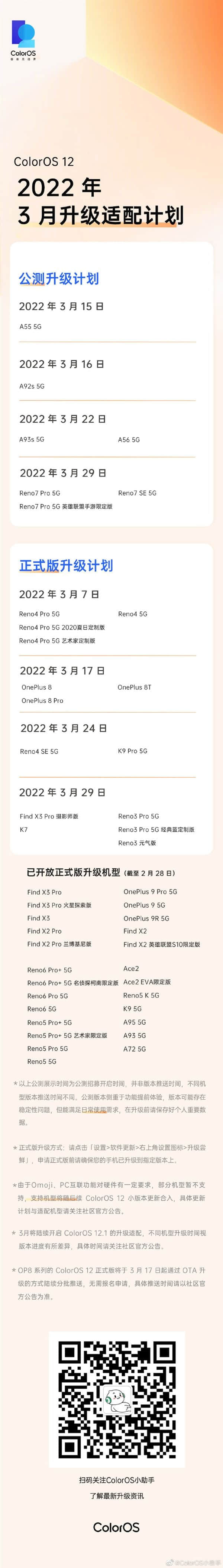 ColorOS 12 3月升级来了：一加8系列在列