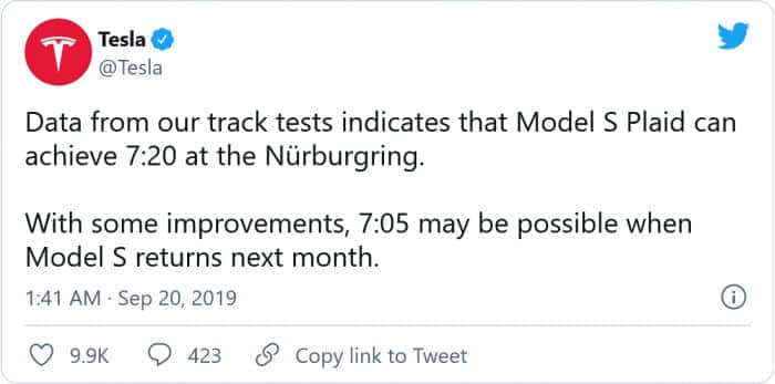 特斯拉凭借新款Model S Plai创造了纽伯格林赛道世界纪录