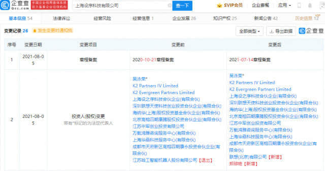 联想投资设序科技，后者为工业装备软件自动设计服务商
