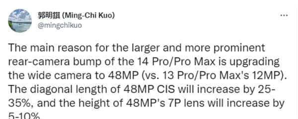 iPhone 14设计图曝光 镜头更厚更大：郭明�Z称4800W像素造成