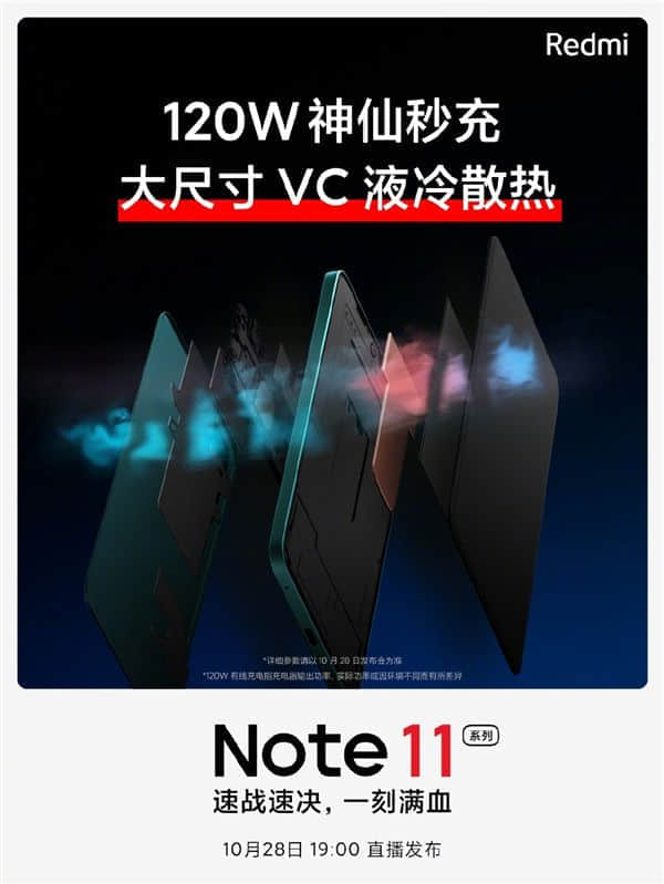 Redmi Note 11系列支持120W神仙秒充：20分钟充满